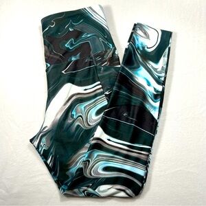 MPG Green Black White Abstract Swirl Print Athletic Leggings Women's Size M NWOT
